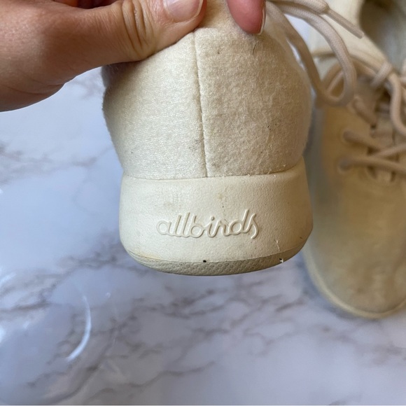 Allbirds Classic Tree Runners Sneakers Ivory Cream Wool Lace Up 8 - Picture 4 of 4